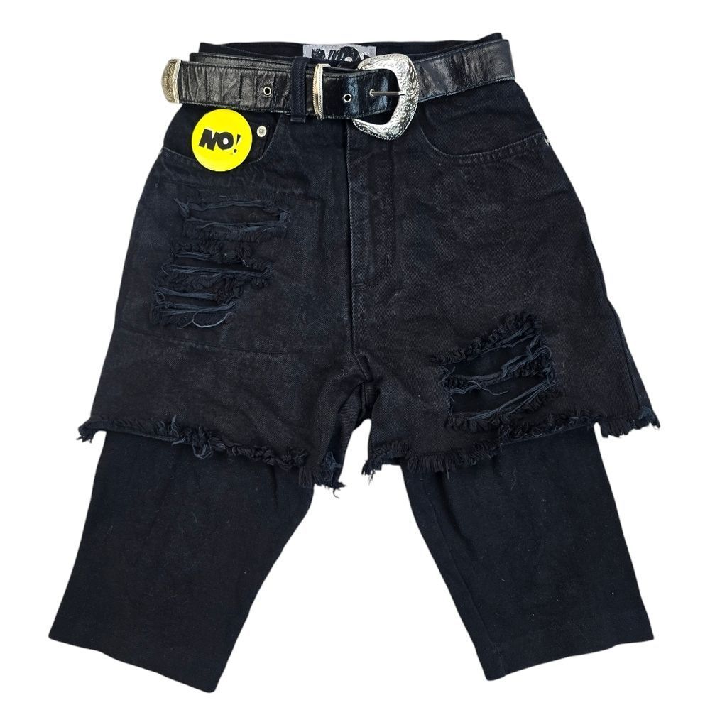 NO! Jeans Lined Shorts Black Denim Distressed Size Juniors 5/6‎